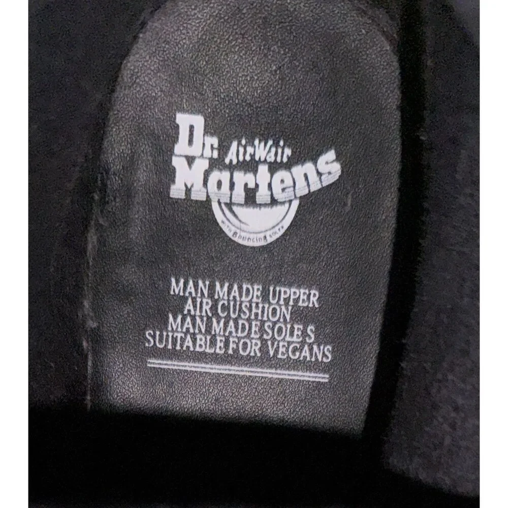 Dr. Martens 1460 Felix Black Vegan Leather 8-Eye Combat Boots US 6